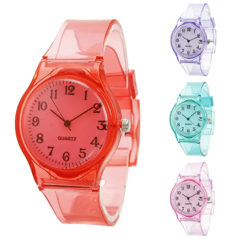 

Couple Watch Women Solid Color Round Dial Watch Men Transparent Silicone Band Analog Quartz Watch Gift reloj mujer reloj hombre