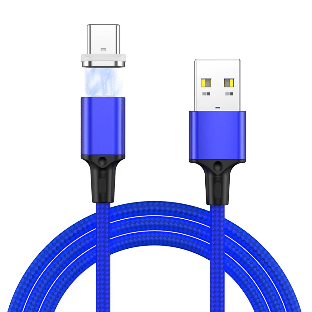 Магнитный кабель IPSKY type-C для мобильных телефонов Android, USB, быстрая зарядка, 5А QC3.0, быстрая зарядка, передача данных, нейлоновая веревка, 1 м - Цвет: Blue Type C