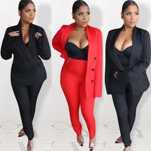 Женский спортивный костюм, Осень-зима, Женский Повседневный офисный костюм из двух частей с длинным рукавом и пуговицами,# D