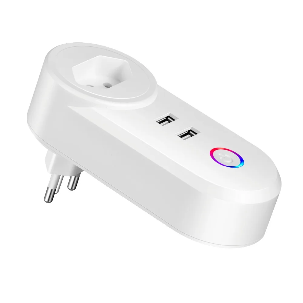 Умная розетка USB, умная розетка WiFi, пульт дистанционного управления, таймер, два выхода USB, голосовое управление, работает с приложением Google Home Alexa Tuya