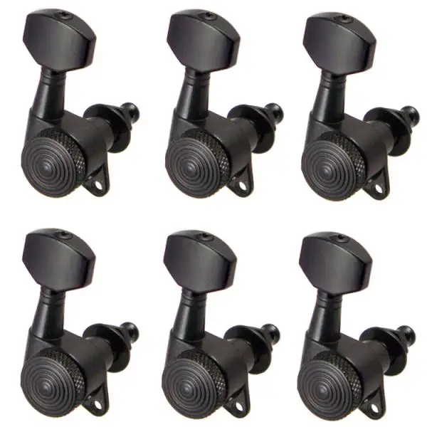 1 Set Closed Acoustic Folk Guitar Tuning Keys Lock Strings 6 Right Black Luthier Supply
