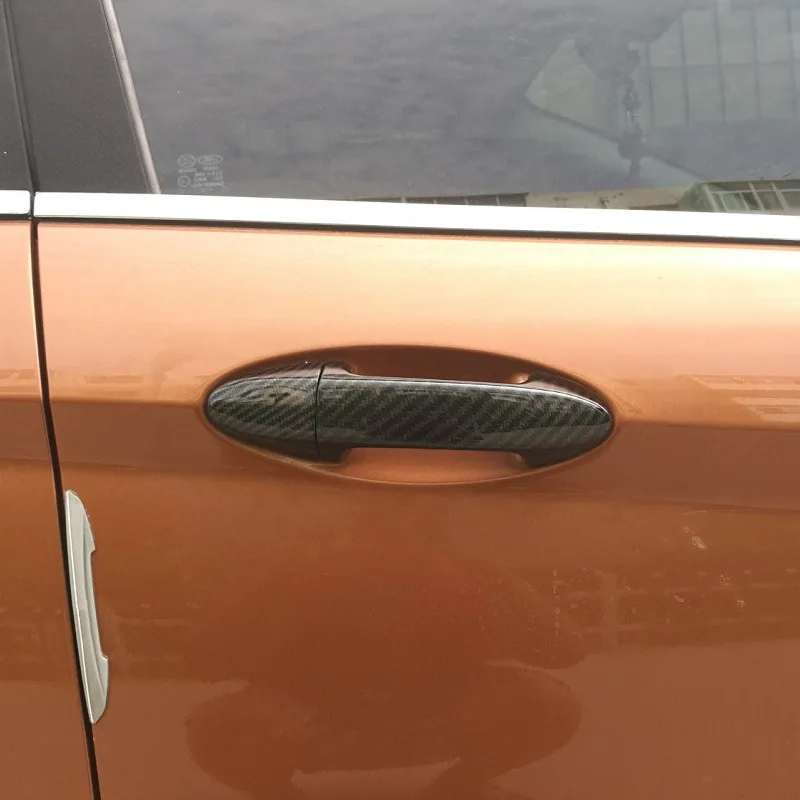 Углеродное волокно с принтом наружная дверная ручка наклейка крышка для Ford Fiesta Стайлинг Литье отделка