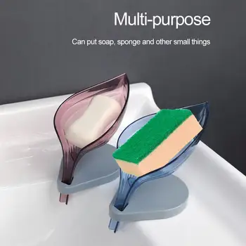 

Leaf Shape Soap Box Soap Holder Bathroom Soap Holder Case Non-slip Soap Holder Conveniet Wash Hand Kitchen Bathroom Supplies