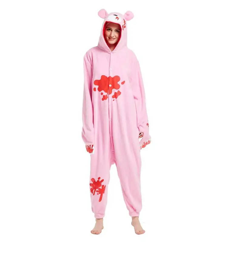 Pink Gloomy Bear Fe Взрослые пижамы с рисунками животных из Для женщин пижамы кигуруми, все в одном, пижама с животным костюмы Косплэй стежка льва пижама в виде костюма волка комплект Пижама с рисунками из мультфильмов - Цвет: Pink Gloomy Bear Fe