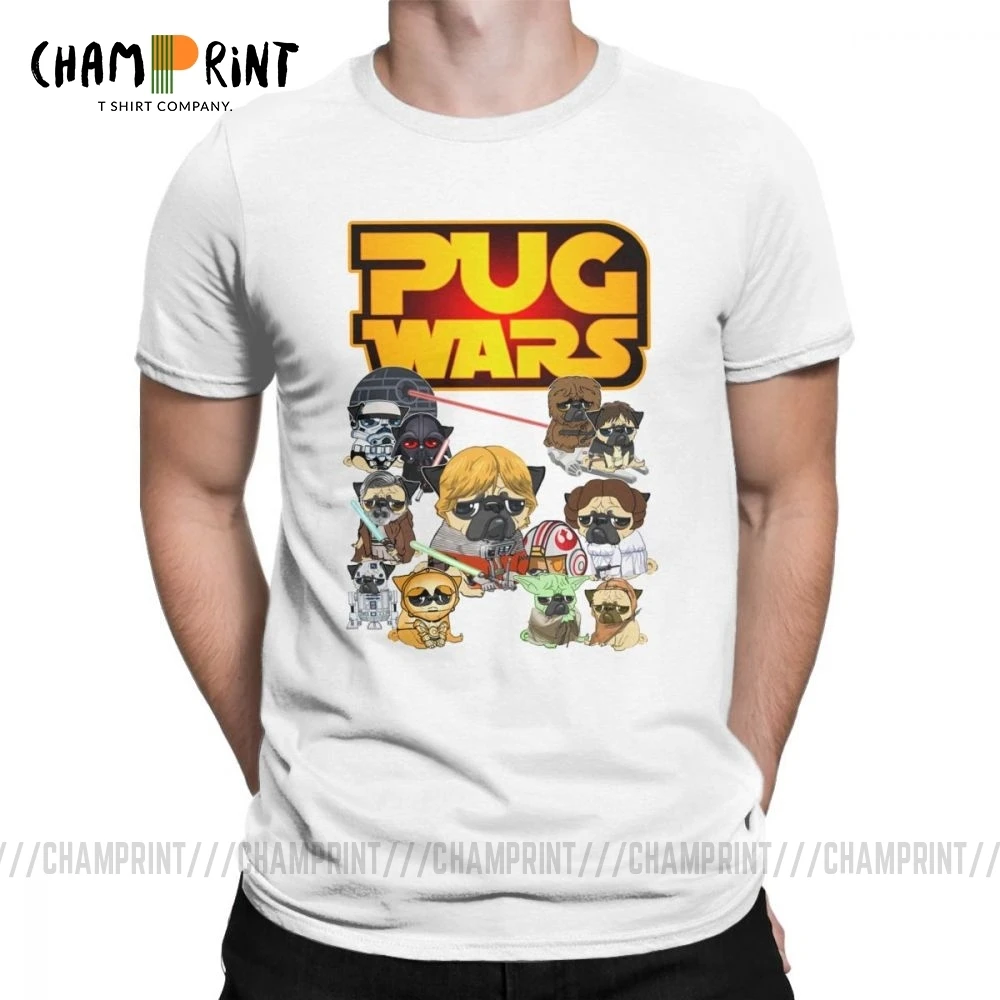 Смешные мужские футболки с принтом Мопсов войн собака коротким рукавом Юмор топы