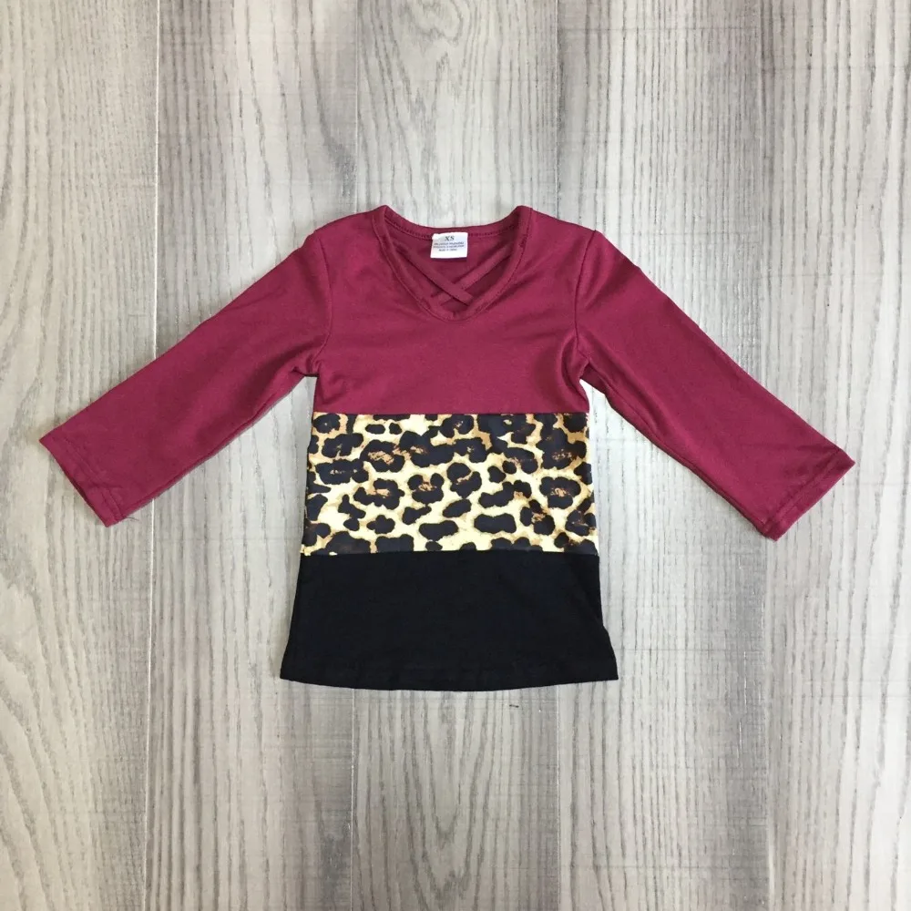 baby girls Fall/winter boutique top t-shirt children clothes family look mommy and me cotton raglans wine leopard long sleeve