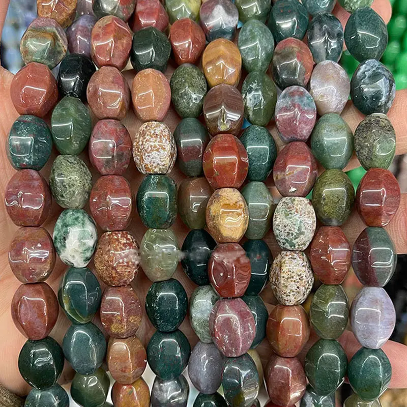 Natural Stone 10x14mm Hexagon Rice Beads For Jewelry Making 15