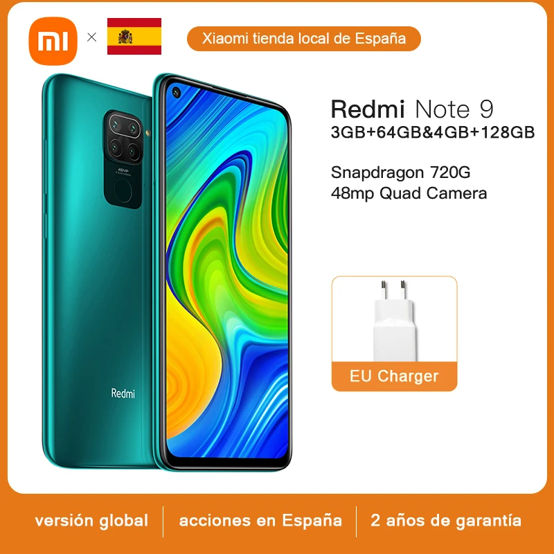 Versión Global Xiaomi Redmi Note 9 3GB 64GB/4GB 128GB 6,53 DotDisplay Helio G85 Octa Core Smartphone 48MP Quad 5020mAh Cámara