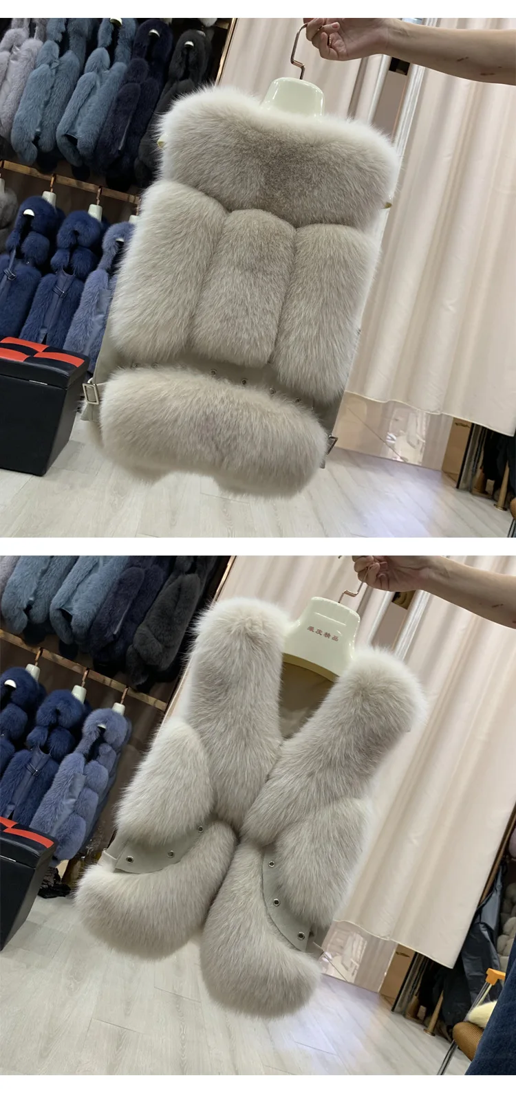 Короткий натуральный мех лисы Жилет, финский меховой жилет, Женская куртка, Зимний меховой жилет, длина 60 см