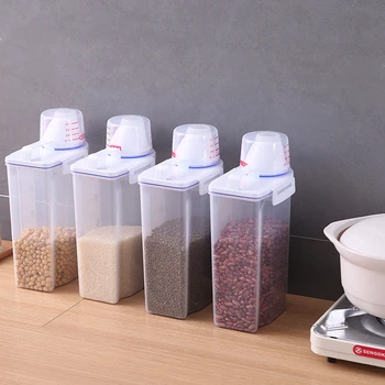 

Plastic Cereal Dispenser Storage Box Large Household Washing Powder Storage Box ganizer Grain Storage Cans 15x29.5cm