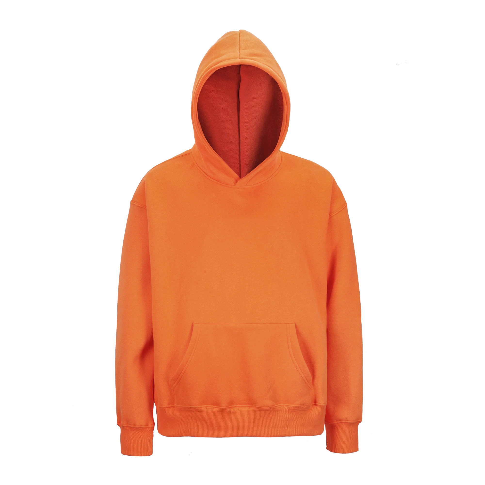 Зимняя Толстовка в стиле хип-хоп с карманами спереди, неоновая, оранжевая, однотонная, уличная толстовка, топ для мужчин и женщин, унисекс, пуловеры