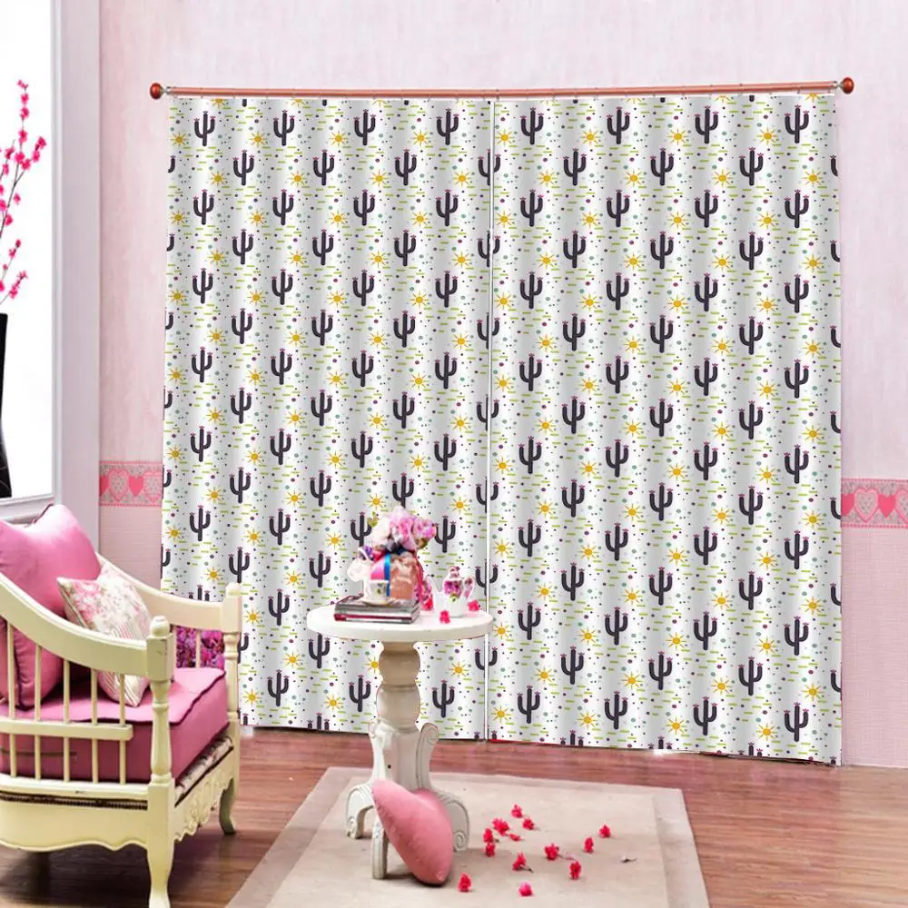 Cartoon Sun Printed And plant Window Curtains For Living Room Bedroom Indoor Decor Kids Treatment Sets | Дом и сад
