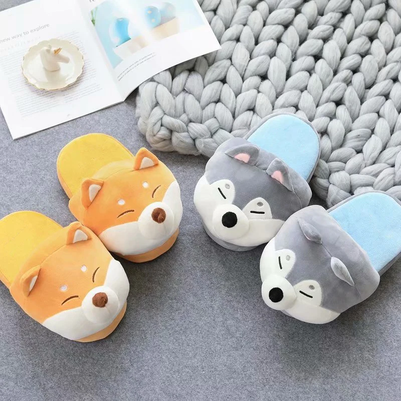 Dog Cute Animal Slipper For Women Girls Fashion Kawaii Fluffy Winter Warm Slippers Woman Cartoon House Slippers Funny Shoes