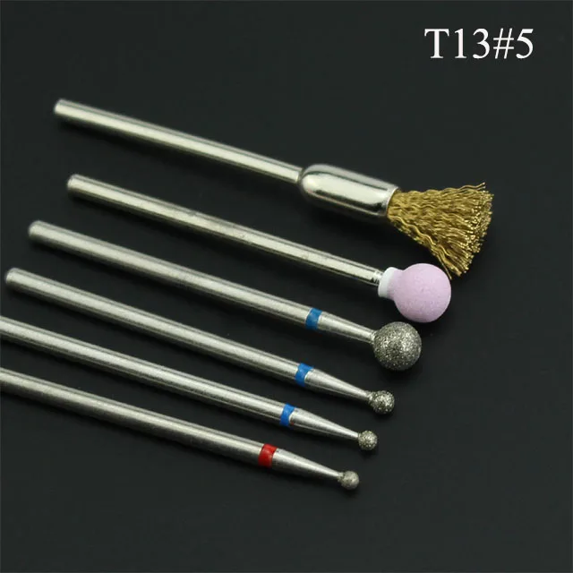 6 Types Nail Drill Bit Set Milling Cutters for Manicure Electric Nail Files Machine Gel Remove Accessories Cuticle Clean Tools - Цвет: T13-5