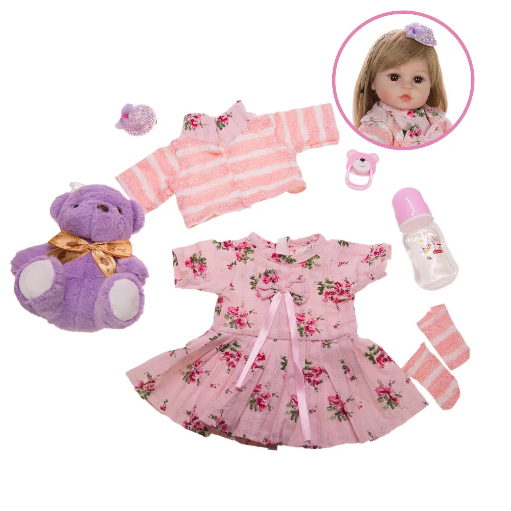 NPKDoll bebe reborn girl игрушки подарок 1" 43 см блондин парик мягкий силиконовый reborn baby куклы reborn Малыш playmate подарок для ребенка l. o. l