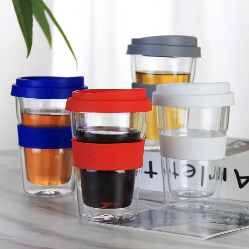 

Новый стиль, термостойкая стеклянная чашка с двойными стенками, бутылка для питьевой воды с силиконовым чехлом и защитой от ожогов, Офисная Удобная кружка