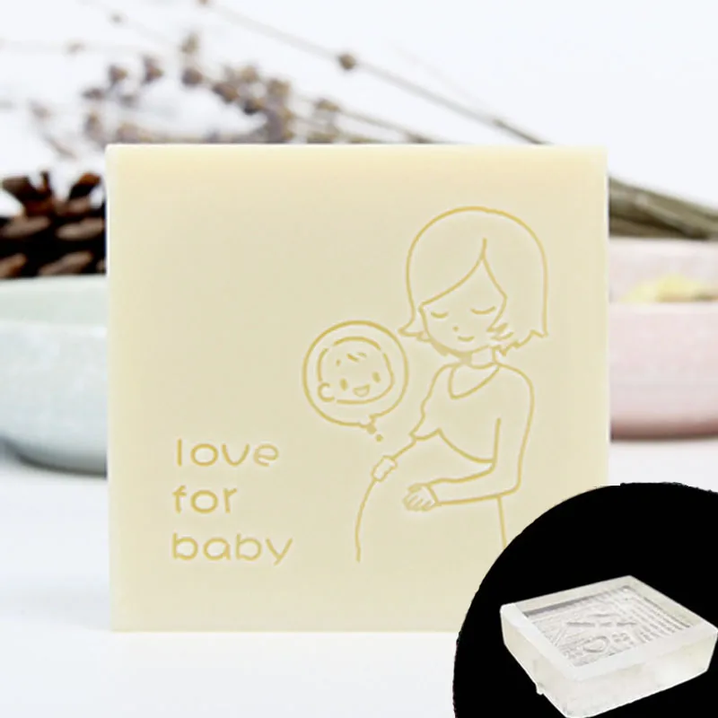Handmade Soap Stamp, Acrylic Seal, Organic Natural Soap Making, Love for Baby Letter Chapters, 50x50mm