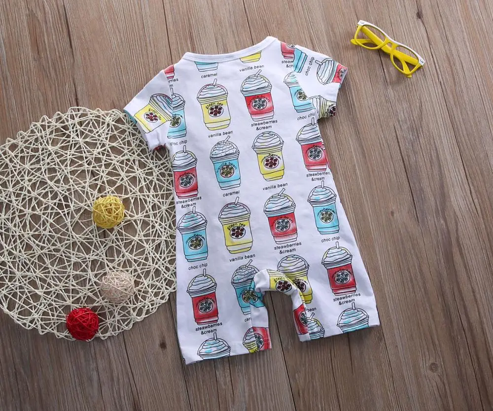Хлопковый комбинезон с короткими рукавами для новорожденных мальчиков и девочек, комбинезон одежды снаряжение, короткие штаны, летняя одежда