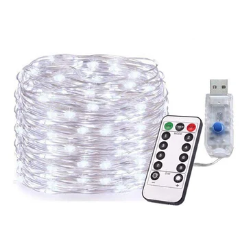 

USB powered silver wire led fairy string lights 13Key remote control Waterproof Party Festive lamp 50/100/200leds