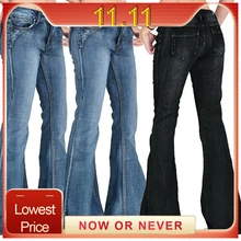 Женские весенние эластичные свободные джинсы с карманами и пуговицами, повседневные укороченные брюки, женские прямые расклешенные джинсы с пуговицами