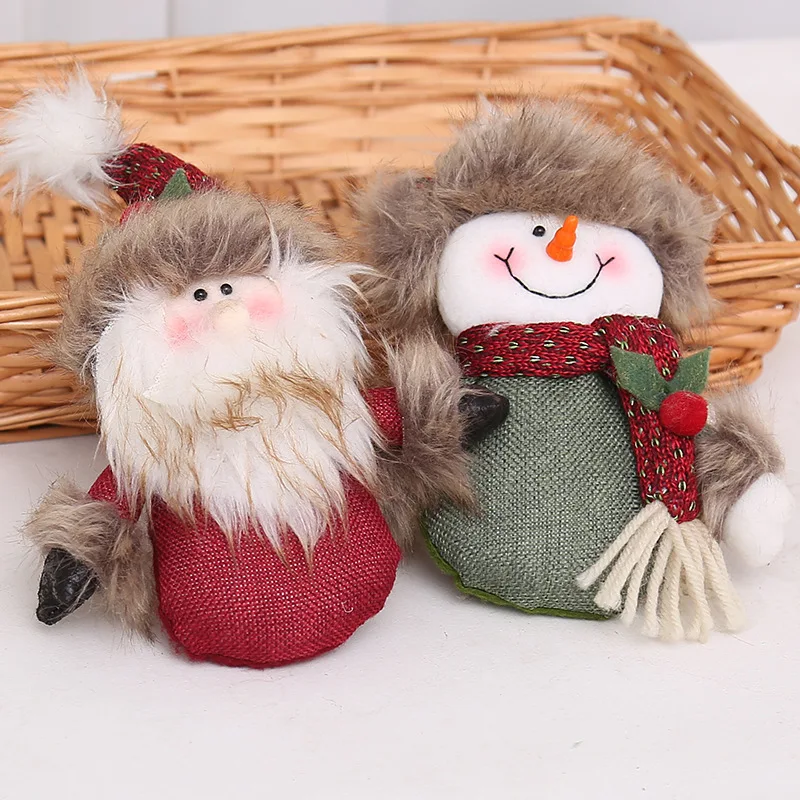 Two Patterns Hot Selling Cute Santa Claus Snowman Shaped Doll ChristmasFestival Gift Doll Christmas Tree Hanging Ornament