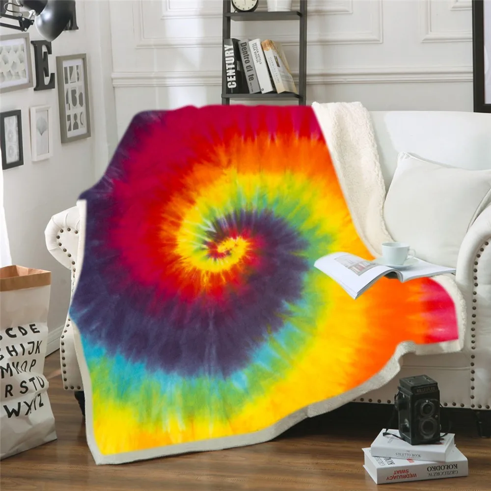 

Watercolored Blanket Floral Pattern Throw Blanket Hippie Style Sherpa Fleece Warm Thick Blanket for Adults Nap Blanket for Sofa