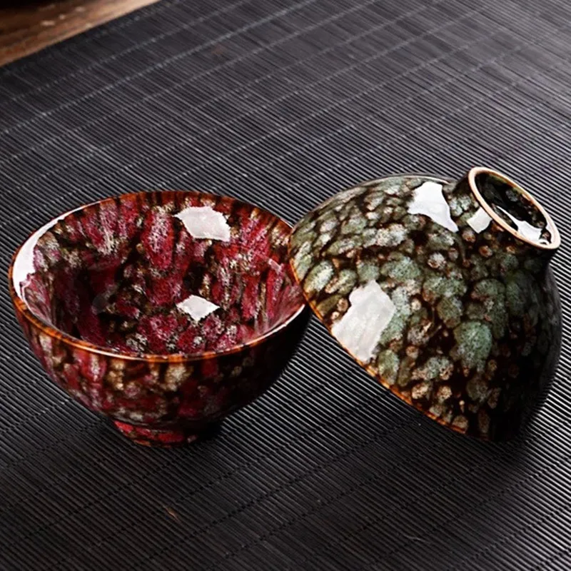 Glaze Porcelain Bowl Tea Cup 85ml Variables Colorful Transmutation Ceramic Teacup Drinkware Mug | Дом и сад