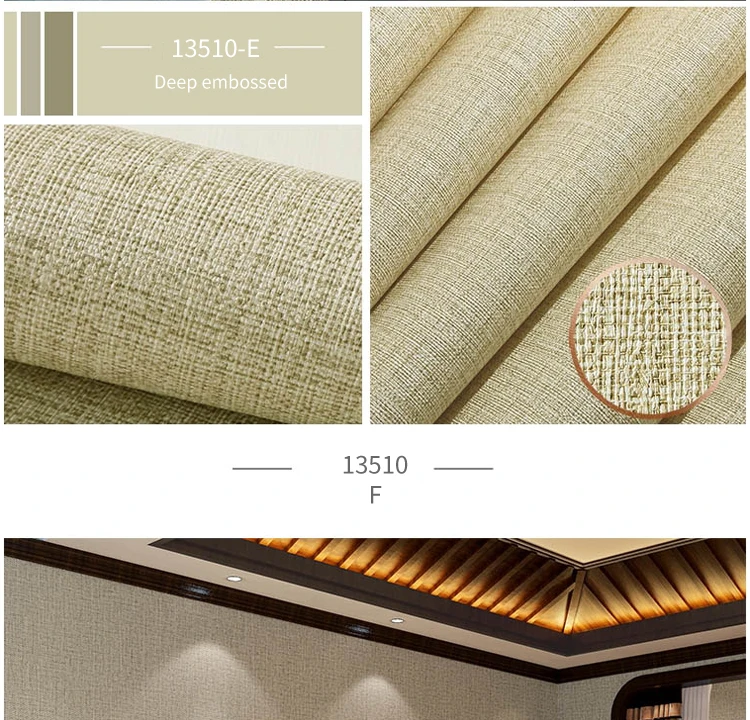 Modern brief Waterproof PVC Embossed Linen Texture Wallpaper Plain Solid Living Room Bedroom Cloth Shop Home Decor Wall Paper