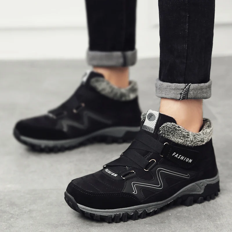 2019 36-46 Safety Shoes Plush Warm Winter Men Boots Anti-skidding Big Size High Quality | Обувь