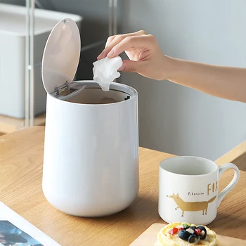 

1pc High Quality Pressing Mini Trash Can Home Office Bathroom Trash Can Desktop Garbage Box Home Decorations Storage Box