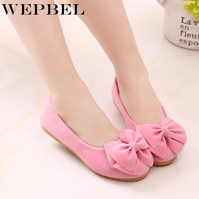 

WEPBEL Children Spring Autumn Shoes Girls Single Princess Shoes Kids Girls Casual Big Bow Sneakers Size 21-36