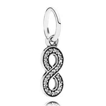 

Authentic 925 Sterling Silver Bead Charm Infinity Sign With Crystal Pendant Bead Fit Bracelet Bangle Diy Jewelry