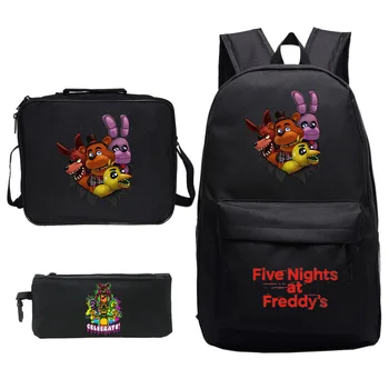 

Fashion Cartoon 3pcs/set Five Night At Freddy Kids Baby School Bags Boys Schoolbag FNAF Children Backpacks for Student Girls Bag