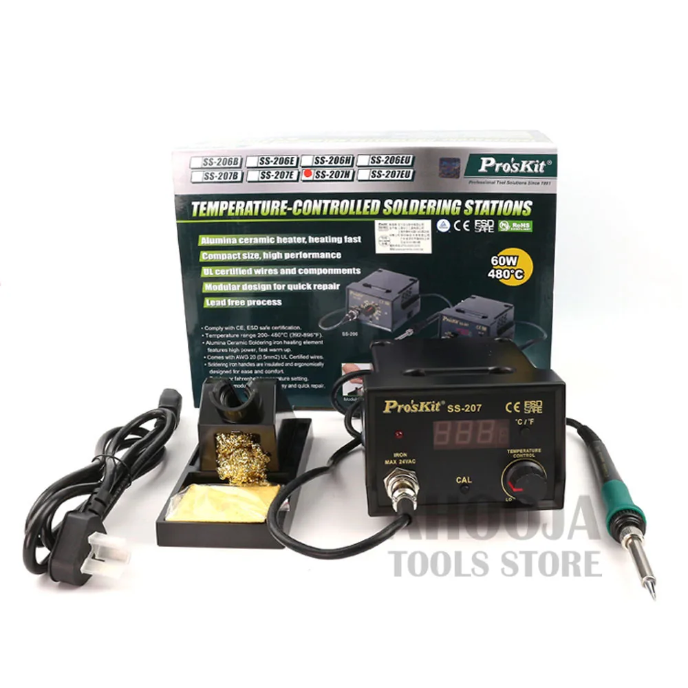 Pro'skit Adjustable Temperature Digital Display Antistatic Soldering Station Solder Iron Electric Soldering Iron Welding Rework