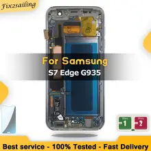 Супер Amoled ЖК-дисплей для samsung Galaxy S7 Edge SM-G935F G935FD ЖК-экран дигитайзер сборка запасные части+ рамка с рамкой
