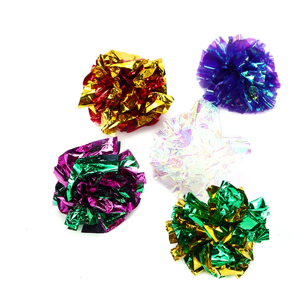 

1PC Cat Ring Paper Ball Crumpled Attract Cat Attention Cat Toy Color Paper Ball Cat Toy Pet Supplies 4-5cm Random Colors