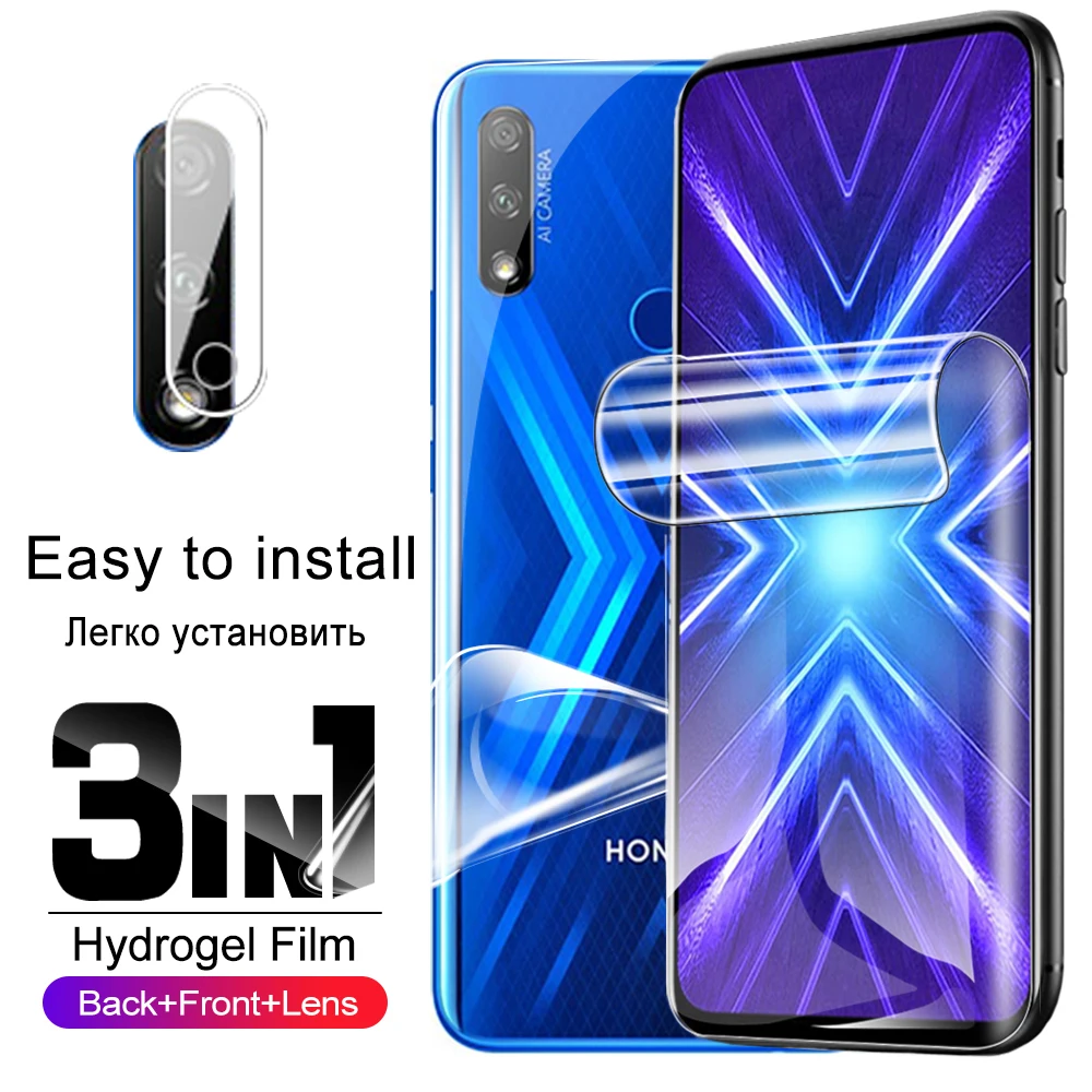 3-in-1 Screen Back Protective Hydrogel Film For Honor 9X 9A 9C 9S 9 X Lite 9lite 9xlite Camera Lens Protector On Honor9 A C S X9 | Мобильные