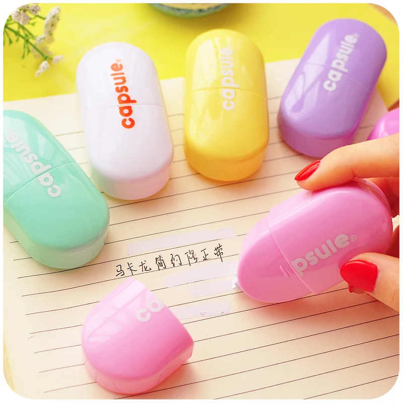 

Mini pill Candy color mini capsule correction tape 5mm White line corrective tapes stationery Office School correcting F532