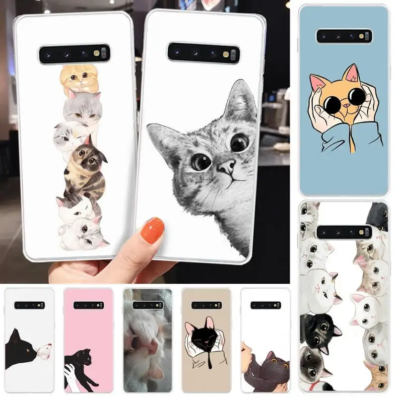 

Phone Case Kawaii Animal Cat Fundas For Samsung S6 S7 S7edge S8 S8plus S9 S9plus S10 S10 Plus E Cover Transparent Shell