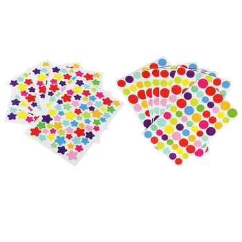 

12 Sheets Self Adhesive Photo Album Craft Stickers Scrapbooking Diary Decorating - 6 Sheets Star & 6 Sheets Dot