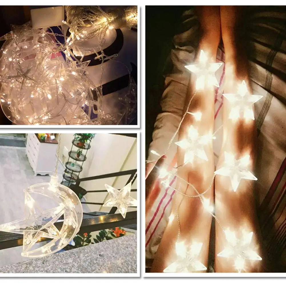 220V European Standard Stars Moon Curtain Lights 12 Stars 6 Moons Home decoration lamp