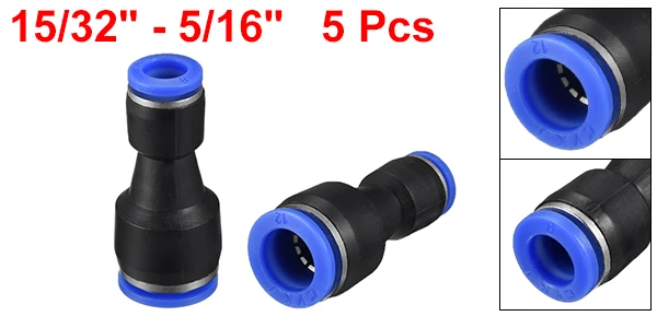 (12-8mm)-5pcs Uxcell 2/4/5/8 шт. Пластик прямой союз пуш-ап для соединения шлангов из нержавеющей стали соответствовать блокировки синего цвета имеют гибкость стойкость к истиранию - Цвет: (12-8mm)-5pcs