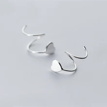 MloveAcc Серебро 925 пробы Для женщин маленькое Сердечко из ушные клипы ухо пряжкой серьги-гвоздики в виде мини-серьга