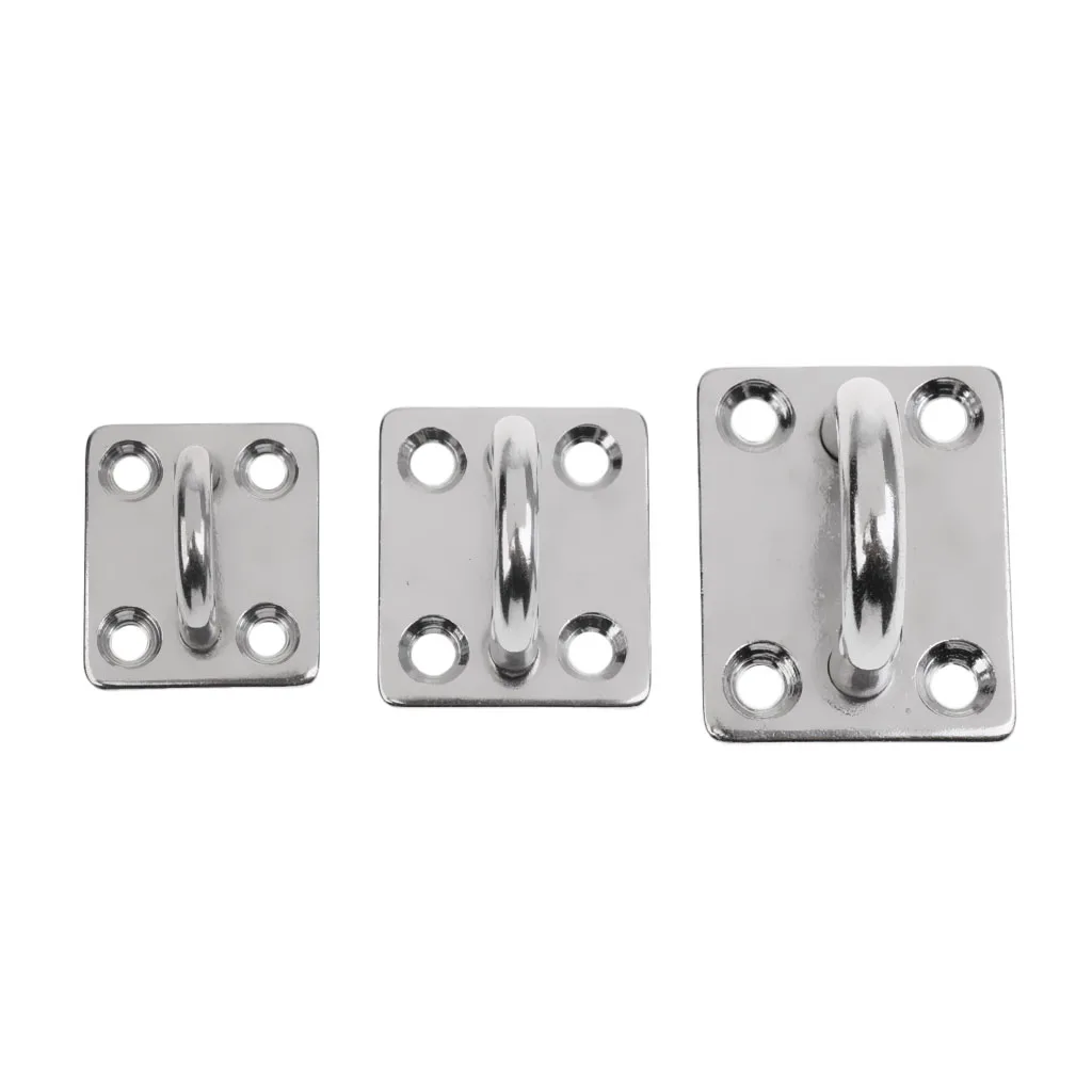 4pcs 5mm Square Eye Plates Marine Stainless Steel Shade Sail Boat Fitting 