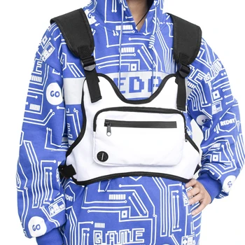 

Men's Black Chest Rig Bag Nylon Tactical Bag Hip Hop Style Casual Clothing Functional Chest Rig Tactical Waist Pack Kanye bag