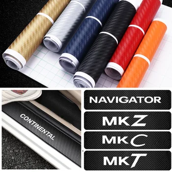 

For Lincoln MKZ MKT MKC Navigator Auto Accessories Continental 4pcs Car Carbon Fiber Door Sill Protector Stickers