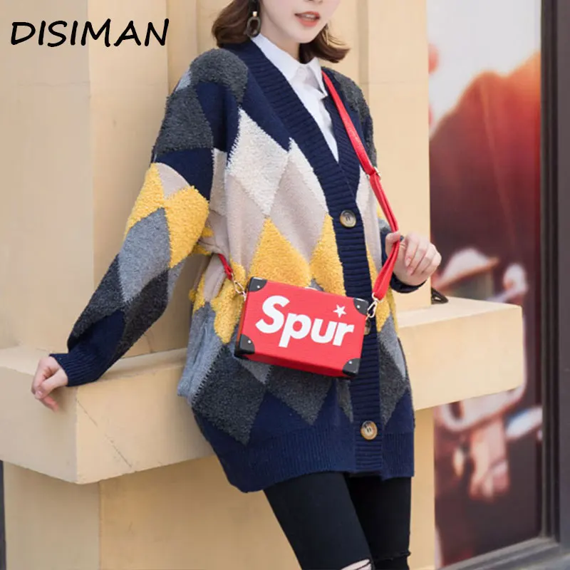 

DISIMAN fall plus size plaid cardigan long sleeve v neck red sweater cape high quality sweaters middle aged women luxury clothes