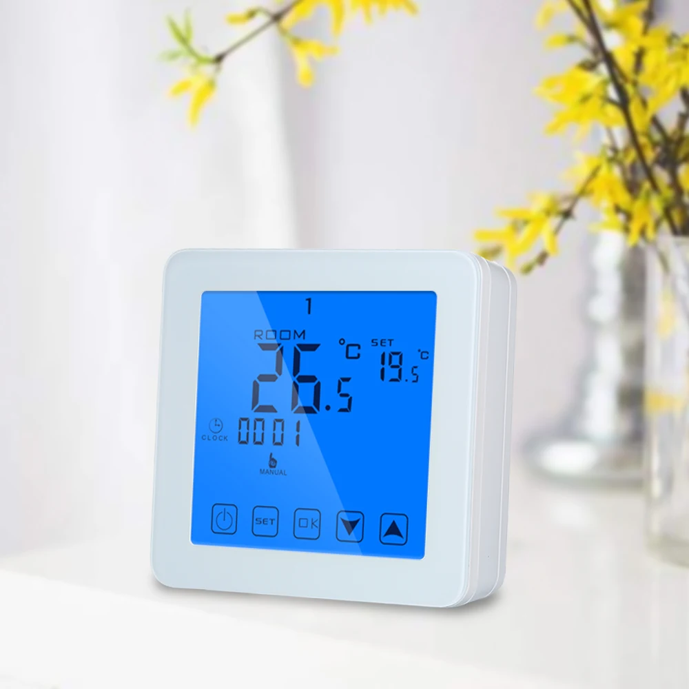 

Alexa Thermostat Smart WiFi Thermostat for Water/Gas Boiler Heating Floor Touchscreen Room Temperature Controller Programmable