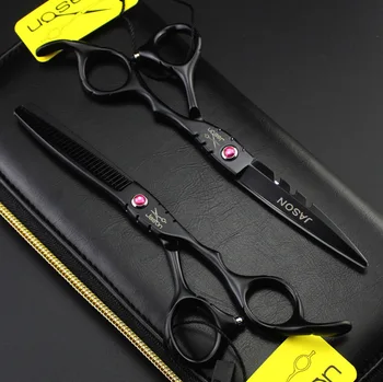 

6 Inch Black Knight Professional Hair Scissors Left Handed Scissors Barber sets Shears Hairdressing Salon Tools Black style