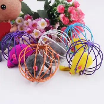

New Durable 1Pc TINGHAO Creative Faux Mouse Rat in Cage Ball Pet Fun Gift Play Playing Catch Toy